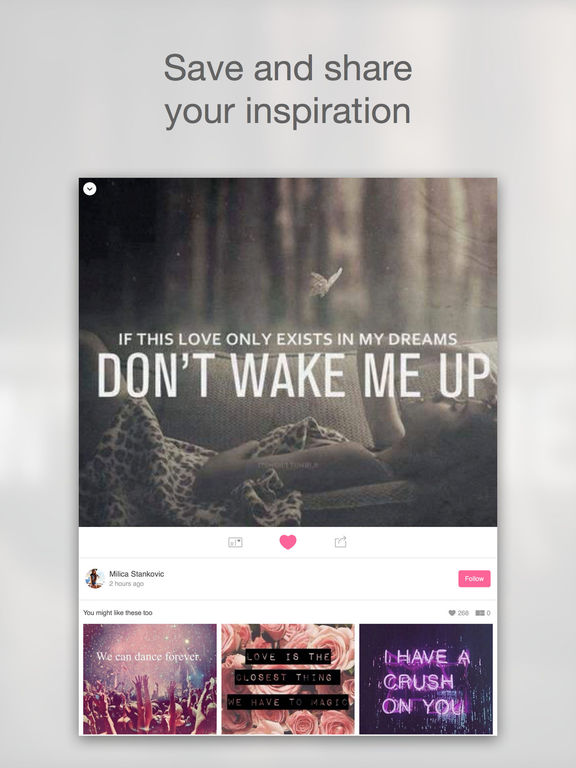 Screenshots of We Heart It for iPad