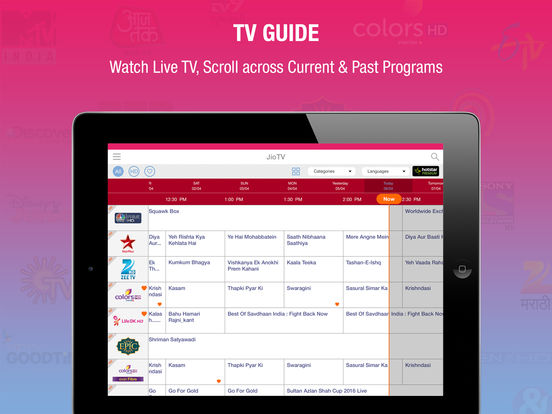 Jio TV iPad App Screenshots Jio TV iPad App Screenshots - TV Guide