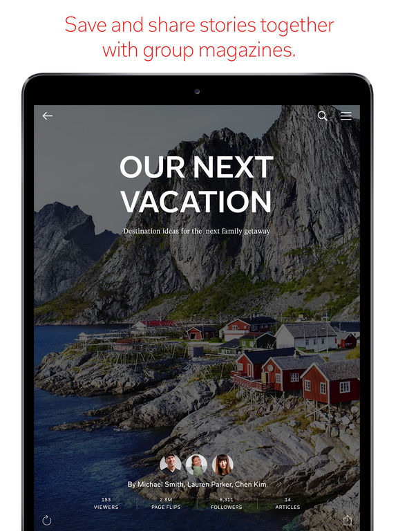 Screenshots of Flipboard for iPad