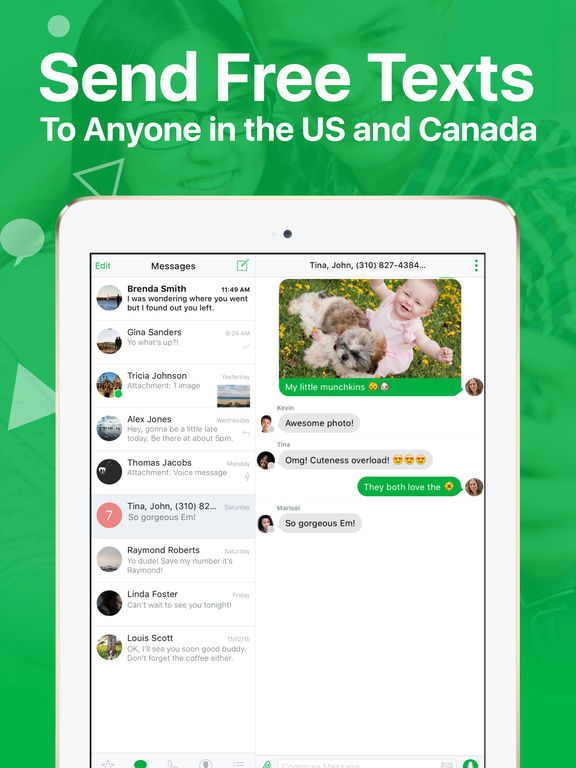 Screenshots of textPlus Free Text + Calls : Free Texting + Free Phone Calling + Free International Messenger for iPad
