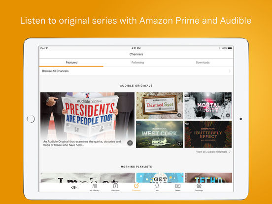 Screenshots of Audible for iPad