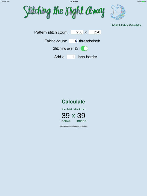 Ios calculator stitch cross viewing app re