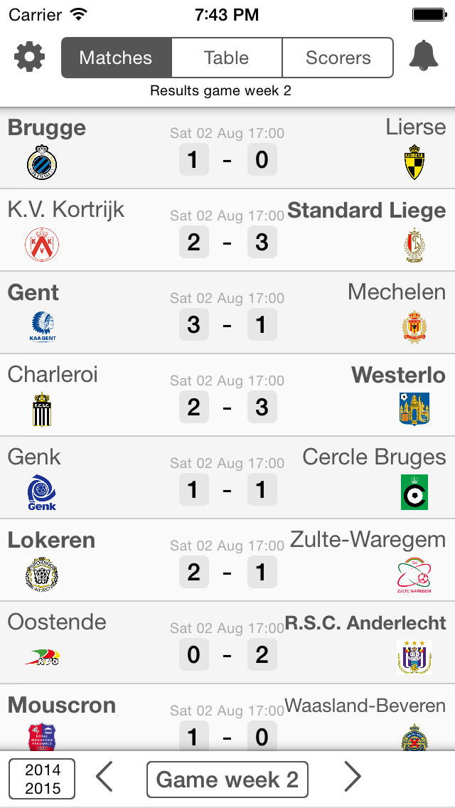 Live scores PRO LEAGUE Belgium - Football results and standings, Apps
