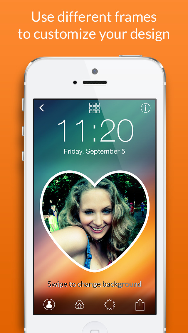Selfie Lock Screen Use photos and frames to create custom wallpapers