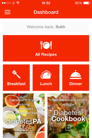 Diabetes Recipe App - náhled