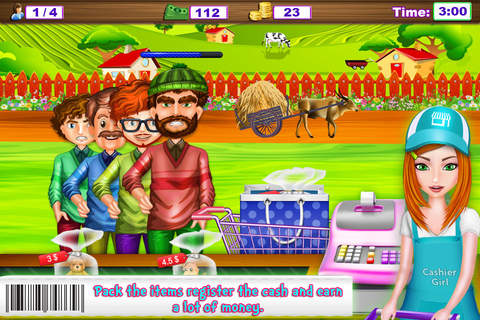 Supermarket Cash Register Girl & Grocery Shop - náhled