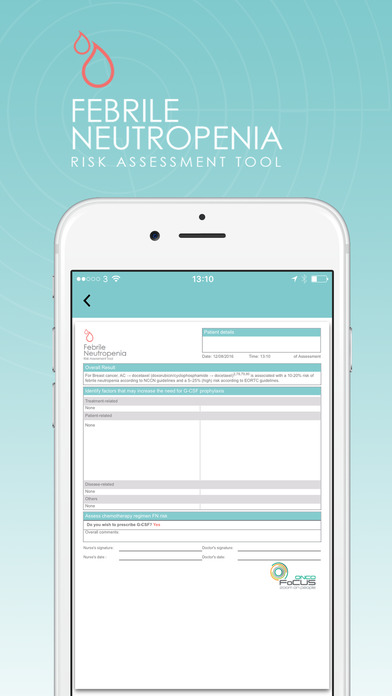 oncofocus febrile neutropenia risk assessment tool