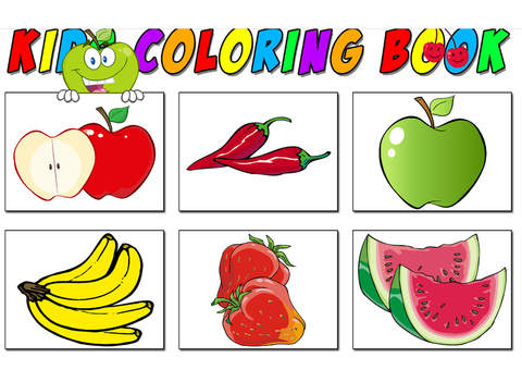 Vegetables And Fruit Coloring Suitable For Toddler - náhled