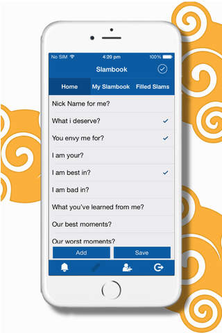 Slambook App - náhled