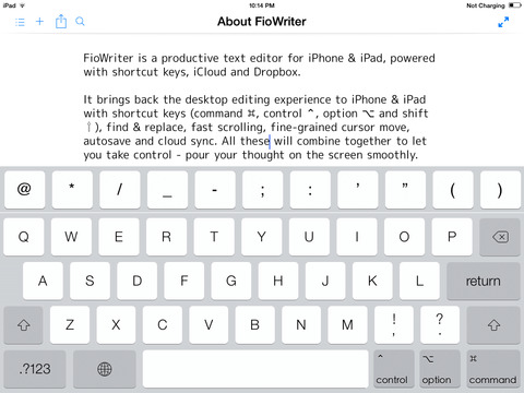 FioWriter - Productive text editor for iPhone & iPad with command keys and cloud sync screenshot 9