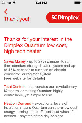 Dimplex Quantum heater sizing guide - náhled
