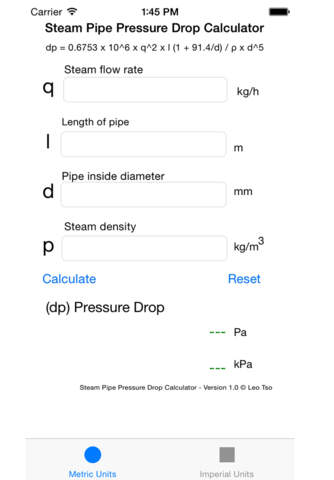 Steam Pipe Pressure Drop Calculator - náhled