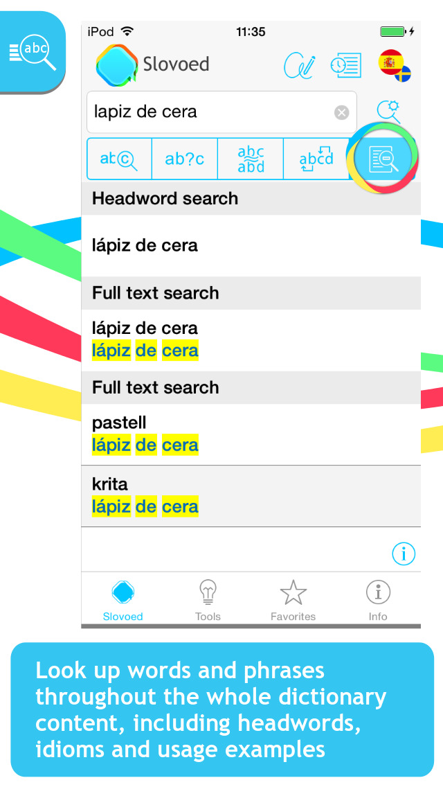 Spanish <-> Swedish Slovoed Compact talking dictionary screenshot 2