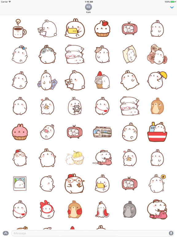 Stickers Molang Cartoon Rabbit Emoticons emoji | iPhone & iPad Game ...